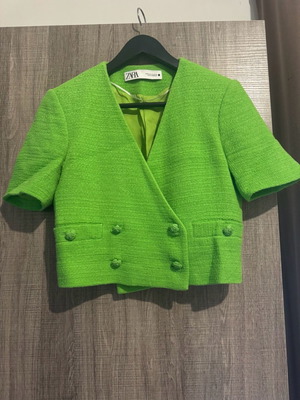 Tweed short-sleeve jacket green XS used