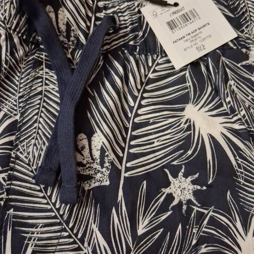 Men's Swim Shorts Large Blue and White Cotton New