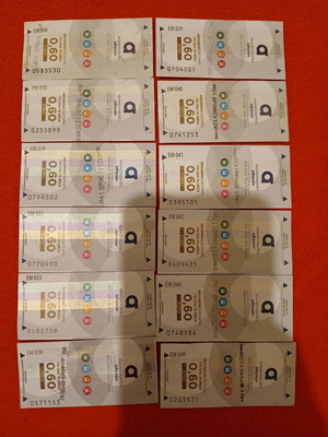 Metro and bus tickets used, pack of 12, Athens