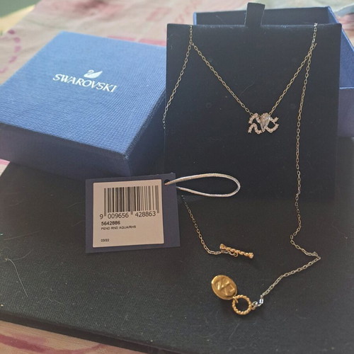 Swarovski necklace authentic Aquarius zodiac new, silver