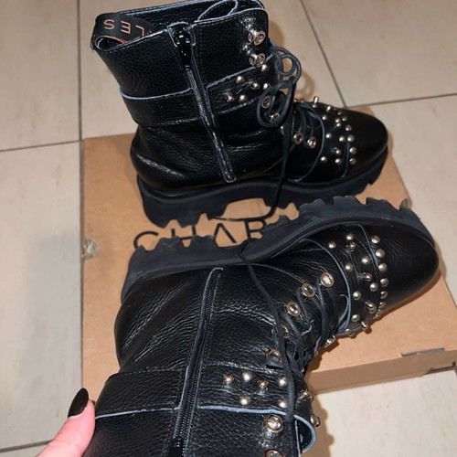 Charles leather boots new, size 37, with studs and laces