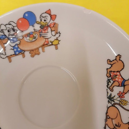 Vintage Ionia children's porcelain dinnerware set used, 3 pieces