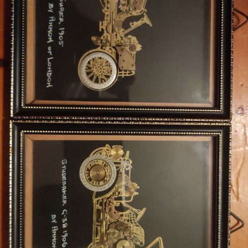 Handmade framed art with watch mechanism car design like new