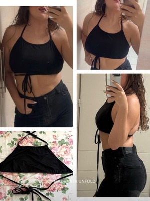 Μαύρο iconic halter crop top, εξώπλατο, one size