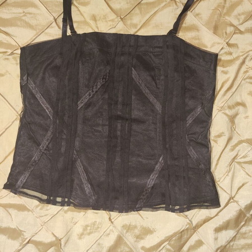 Fransa black bustier top like new, removable straps, lace details