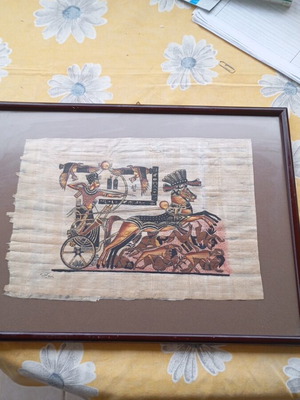 Egyptian papyrus in frame new with golden details