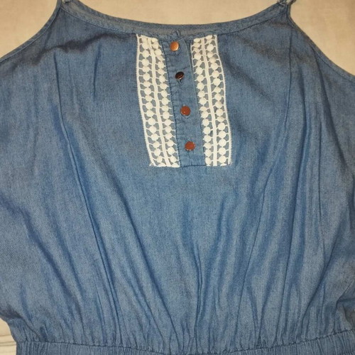 Denim look playsuit size S, like new, white and blue