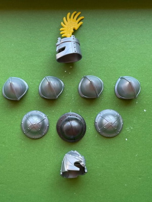 Playmobil medieval knight helmets with feathers and decoration like new