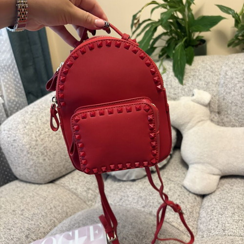Backpack made of natural leather like new, small red
