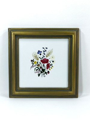 Hand-Painted Italian Semigres Tile Floral Wall Decor Framed 26x26cm like new