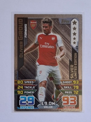 Topps Match Attax Premier League 2015-16 Olivier Giroud Silver Limited Edition