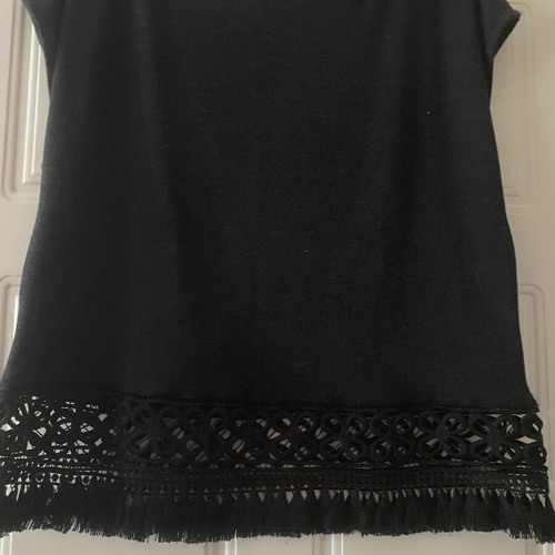 Mohito Collection Black Blouse size L like new with lace and fringes
