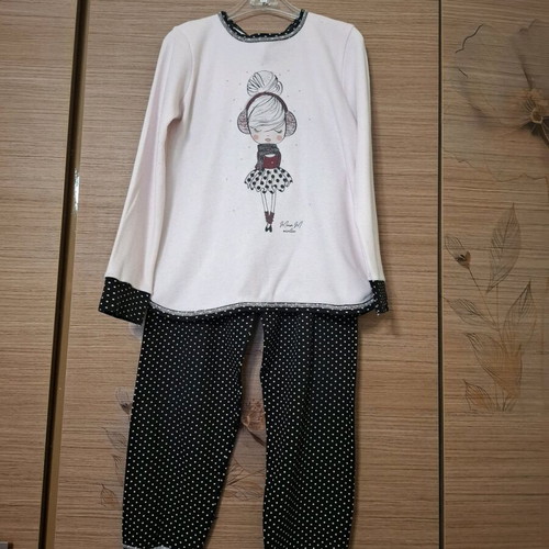 MARA-M Girls' pajamas used, black and pink, 100% cotton
