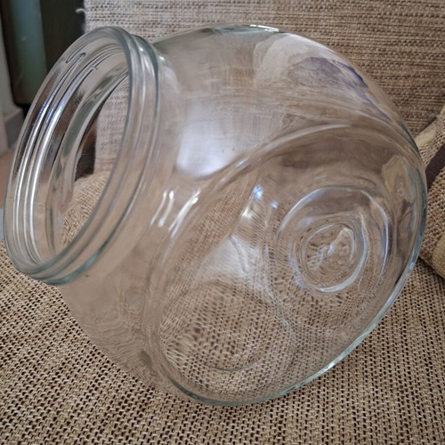 Large glass jar like new without lid, ideal for candies