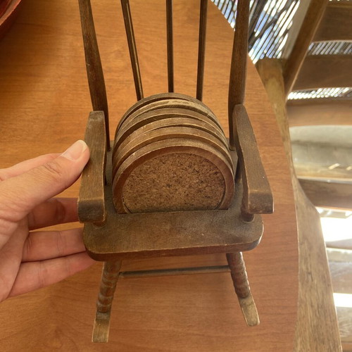 Handmade vintage decorative mini rocking chair with coaster set
