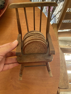 Handmade vintage decorative mini rocking chair with coaster set