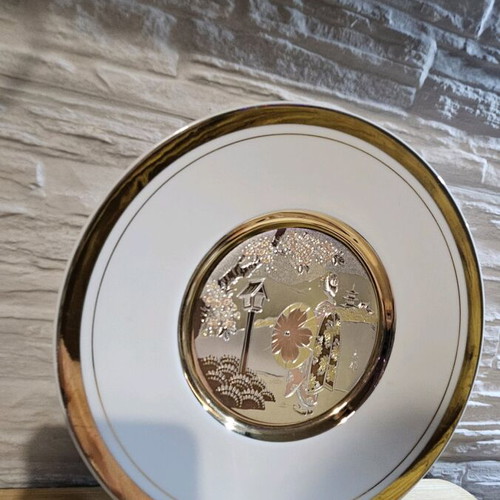 Vintage collectible decorative plate The Art of Chokin like new, 24k gold