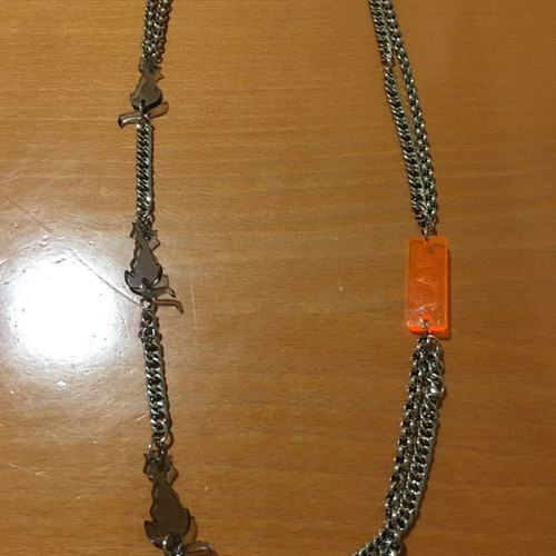 .LAK necklace with silver chain and cat details like new