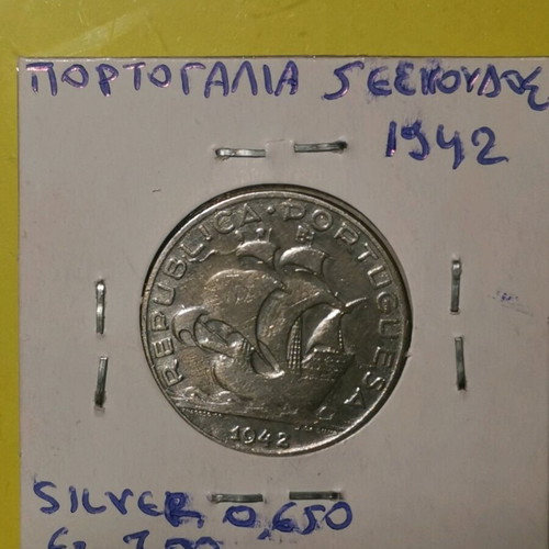 Coin 5 Escudos 1942 silver new