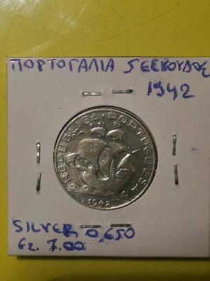 Coin 5 Escudos 1942 silver new