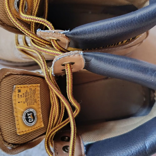 CAT men's boots size 41 used, yellow leather, wide fit
