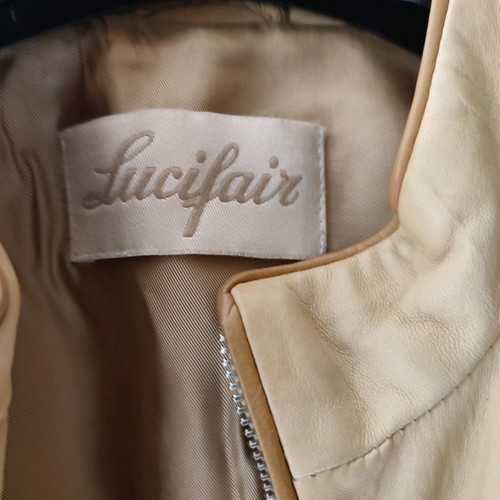 Leather branded jacket new beige, size S/M