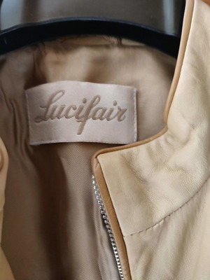 Leather branded jacket new beige, size S/M