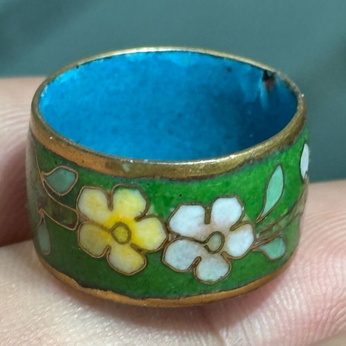 Vintage cloisonné ring used, weight 5.5 grams