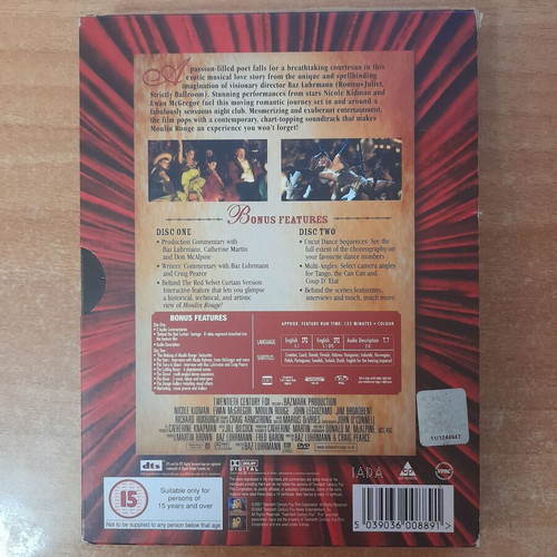 Moulin Rouge! DVD two-disc set, romantic drama musical