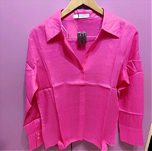 Mango ροζ γυναικείο πουκάμισο λινό Medium