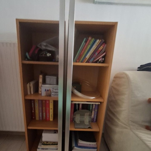 Beech wood shelves set of 2, like new, with glass doors
