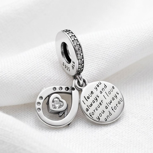 Pandora Mum Infinity Pavé Double Dangle Charm S925 ALE new, pink and silver