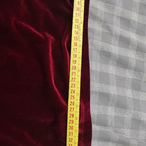 Velvet burgundy set with muslin trim, midi skirt, in very good condition
