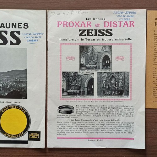 Collectible Karl Zeiss Jena and Galeries Barbés brochures like new, set of 3
