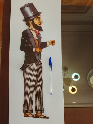 Vintage collectible Karagiozis paper figure used, shadow theater