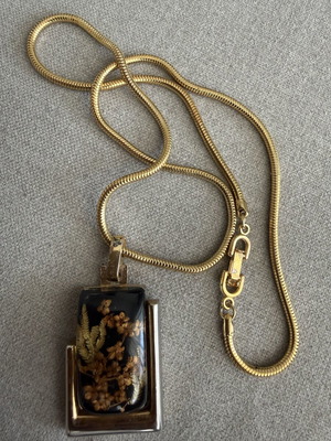 Vintage ιαπωνικό κολιέ Resin Craft Tsukushi με φυτικά στοιχεία μεταχειρισμένο