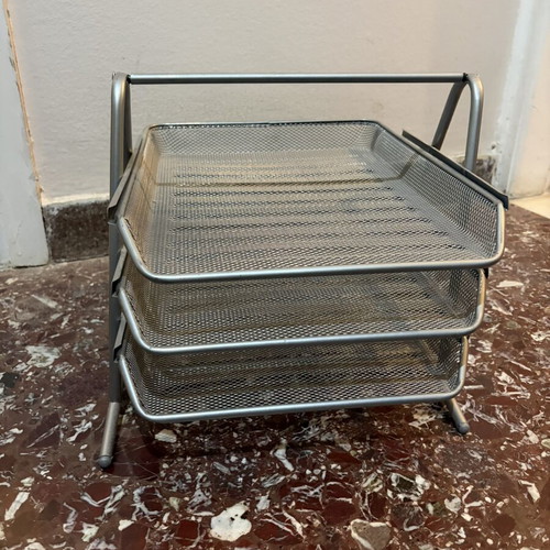 Metal desk organizer 3-tier A4 size, like new, silver