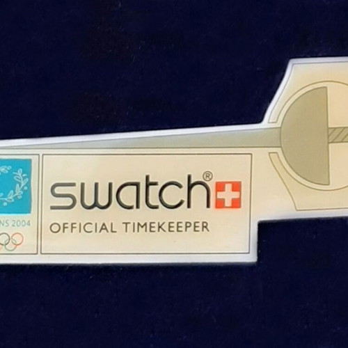 Athens 2004 Olympic Games fencing pin like new, Swatch sponsor