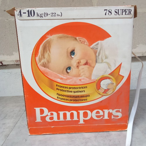Collectible rare Pampers box used, PASOK 1980s