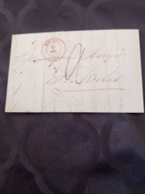 French letter of correspondence 1841 used with two red stamps