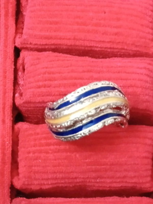 Vintage 925 Silver Ring with Enamel from the 70s like new