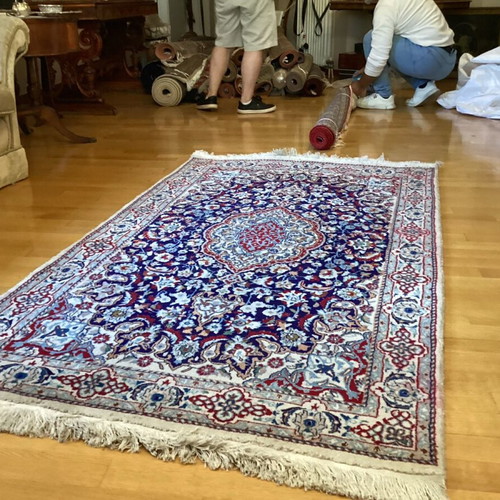Nain rug used, silk and wool on cotton, Persian 2.06x1.16