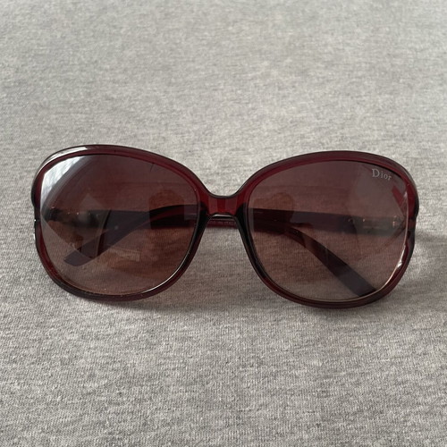 Christian Dior Vintage Oversized Sunglasses used, burgundy optyl 1970s/1980s