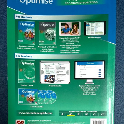 Optimise A2 Key for School Student's Book like new, updated for the new exam