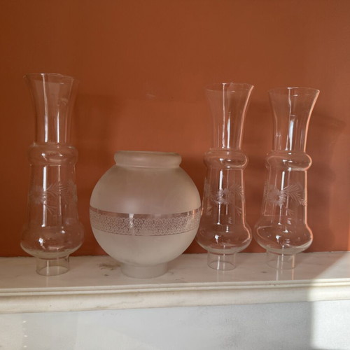 Vintage lampshades used, set of 5 for table lamps and lighting