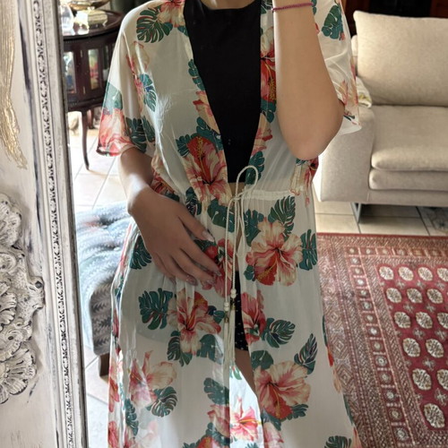 Kimono MSR new, printed, white and multicolor