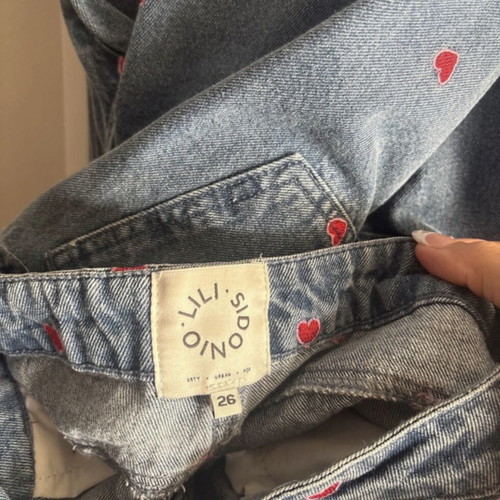 Lili Sidonio limited edition straight denim pants with hearts, size W26