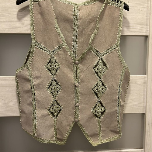 Boho Elegant Vest with Knitted Elements and Suede, Like New
