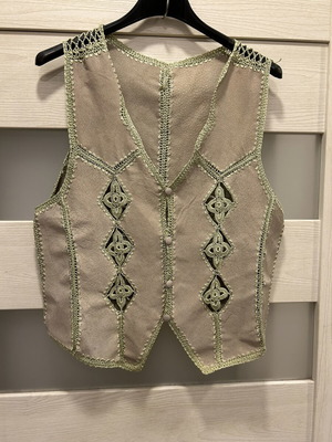 Boho Elegant Vest with Knitted Elements and Suede, Like New