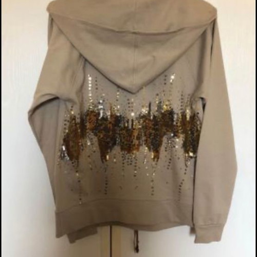 My Moo women's sweatshirt like new, beige with sequin embroidery